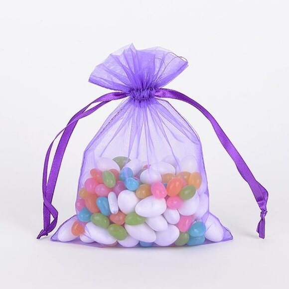 100 Fall Autumn Organza Bag Large 8x14" Gift Purple Red Fuchsia Green Yellow - Picture 3 of 6